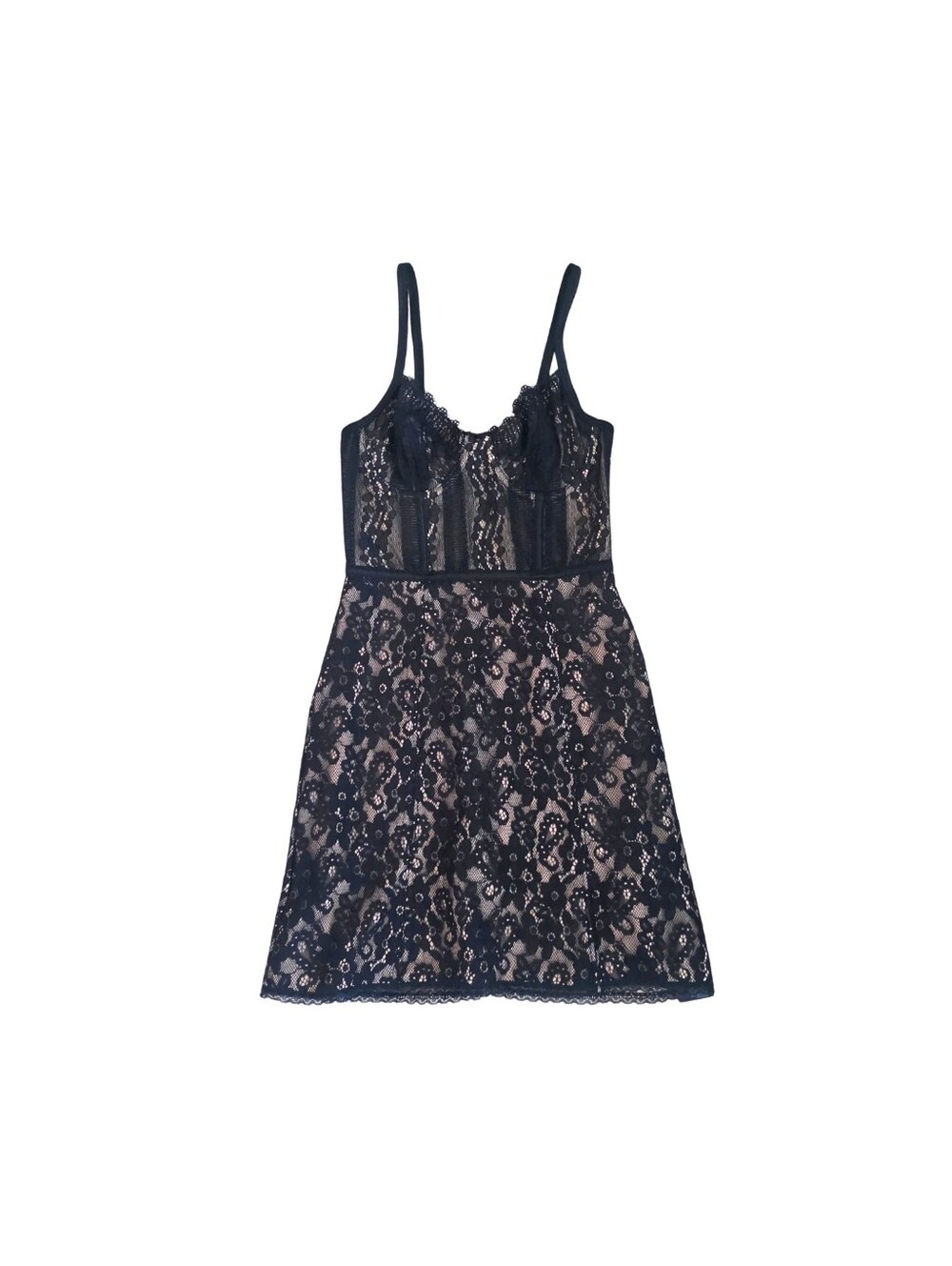 Urban Outfitters Layla Lace Corset Mini Dress XS Black Coquette Goth - Picture 2 of 15